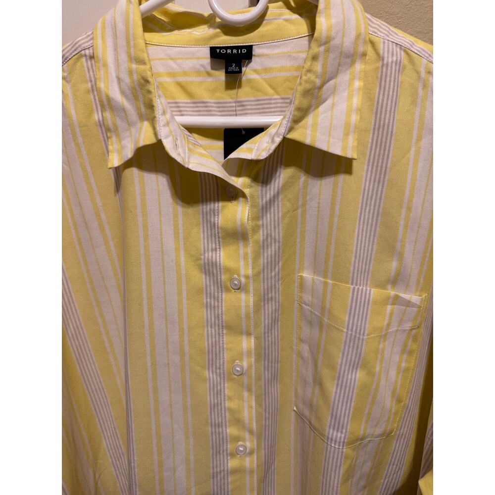 Torrid Drop Shoulder Button Down Long Sleeve Yell… - image 5